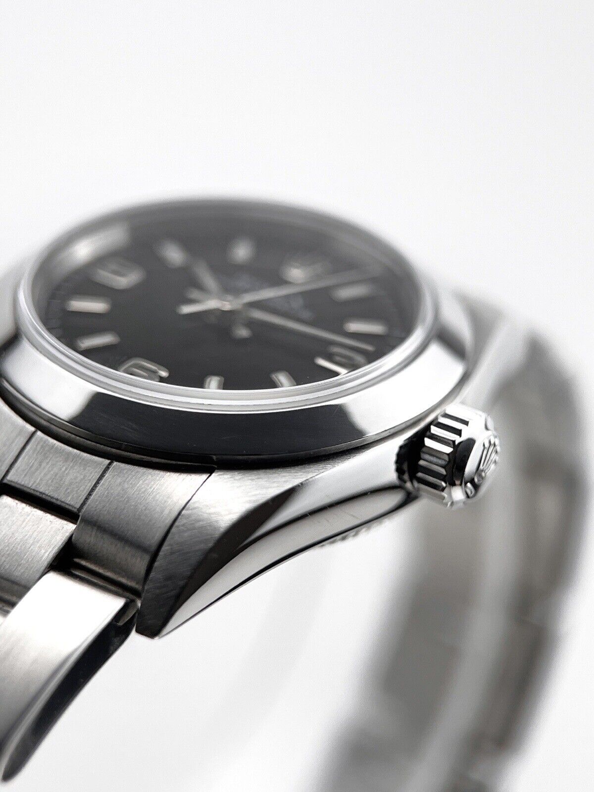 Rolex Oyster Perpetual 76080 Stainless Steel 24mm Watch Black Dial Automatic