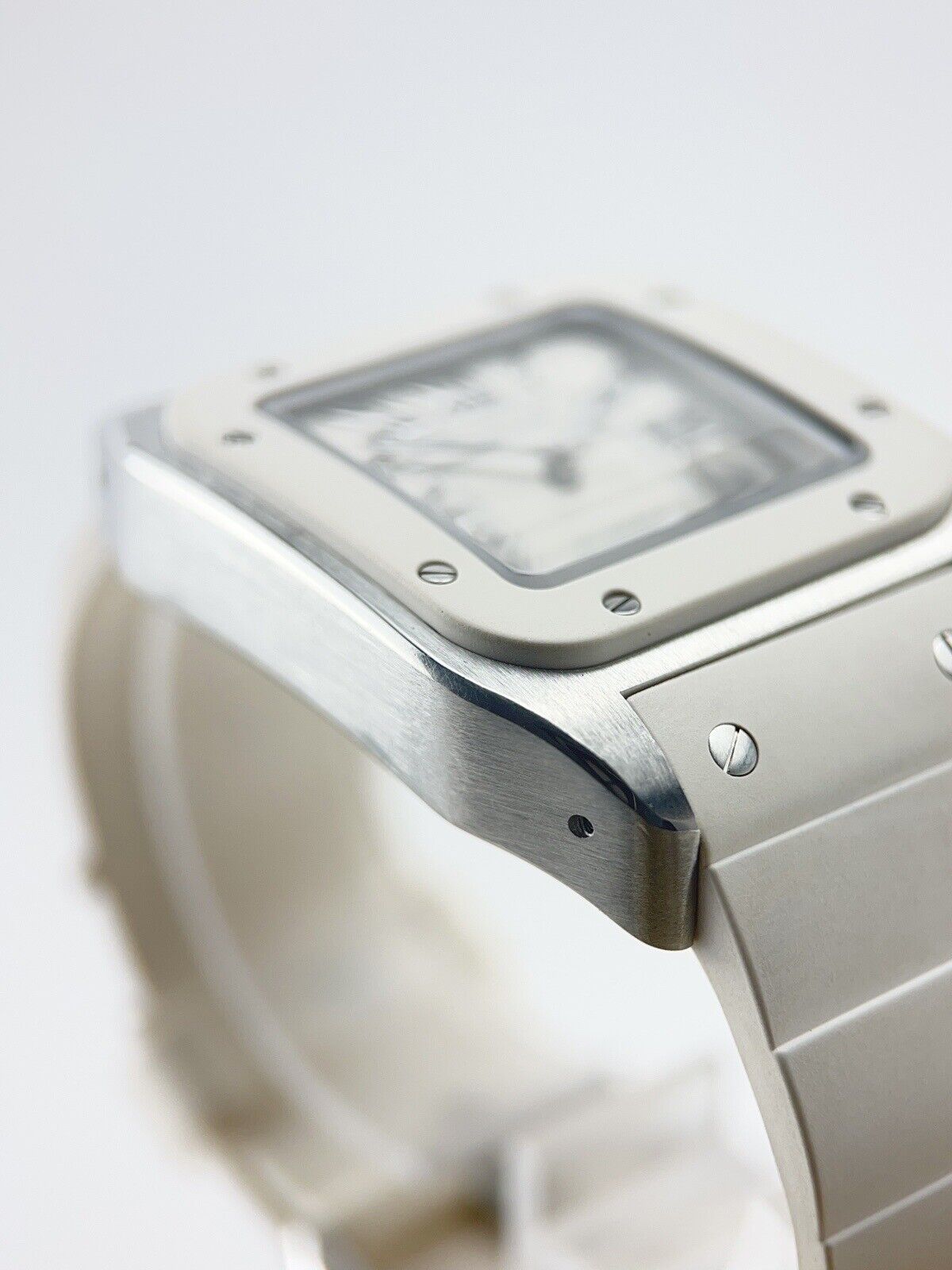 Cartier Santos 100 Automatic 33 X 44mm White Dial White Bezel Men’s Watch