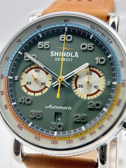 NEW Shinola Canfield Speedway LAP 06 44mm Automatic SS Green Dial Box & Papers