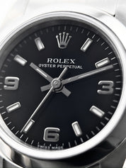 Rolex Oyster Perpetual 76080 Stainless Steel 24mm Watch Black Dial Automatic