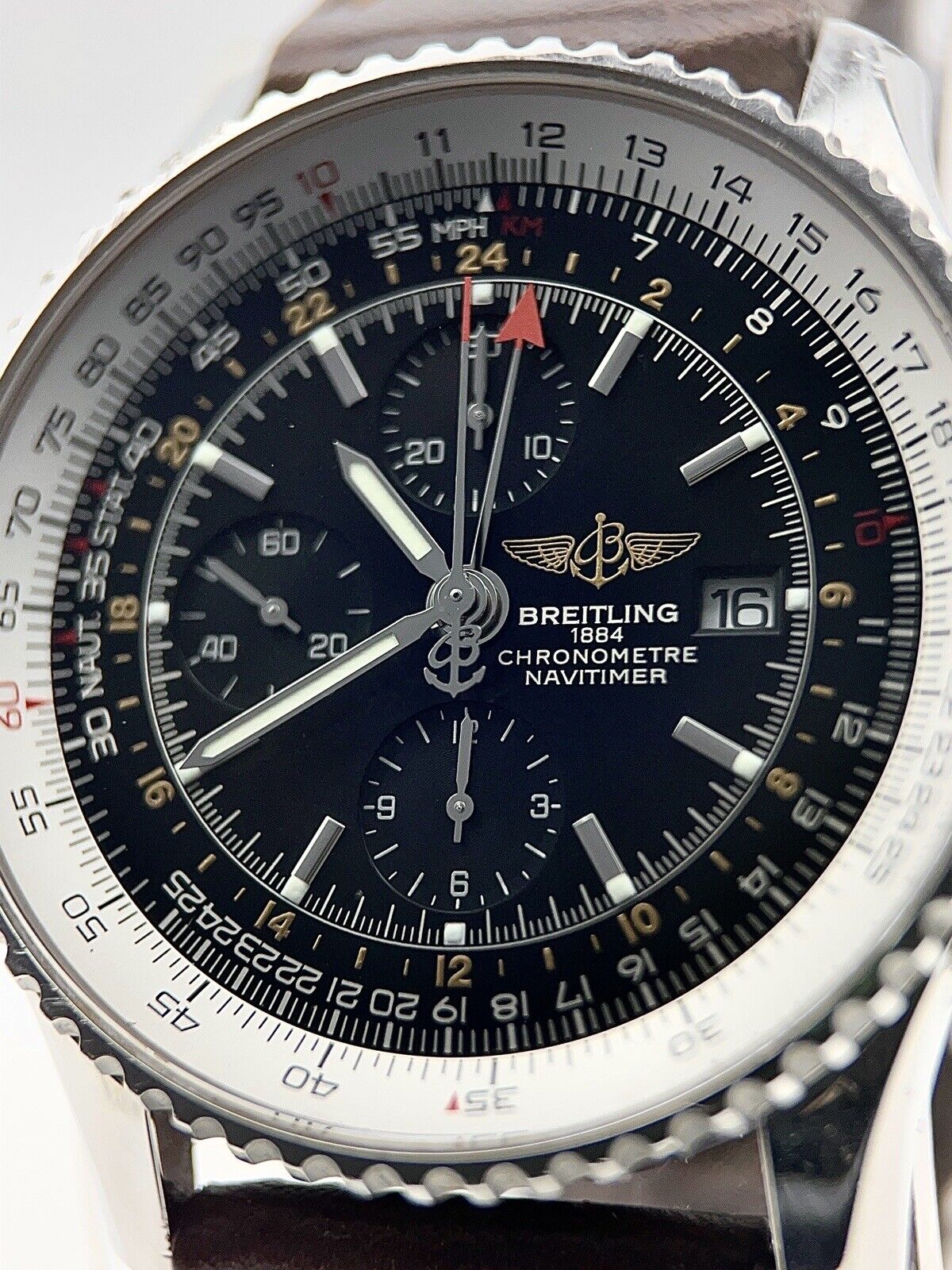 Breitling Navitimer World GMT Automatic Stainless Steel 46 mm Black Dial A24322
