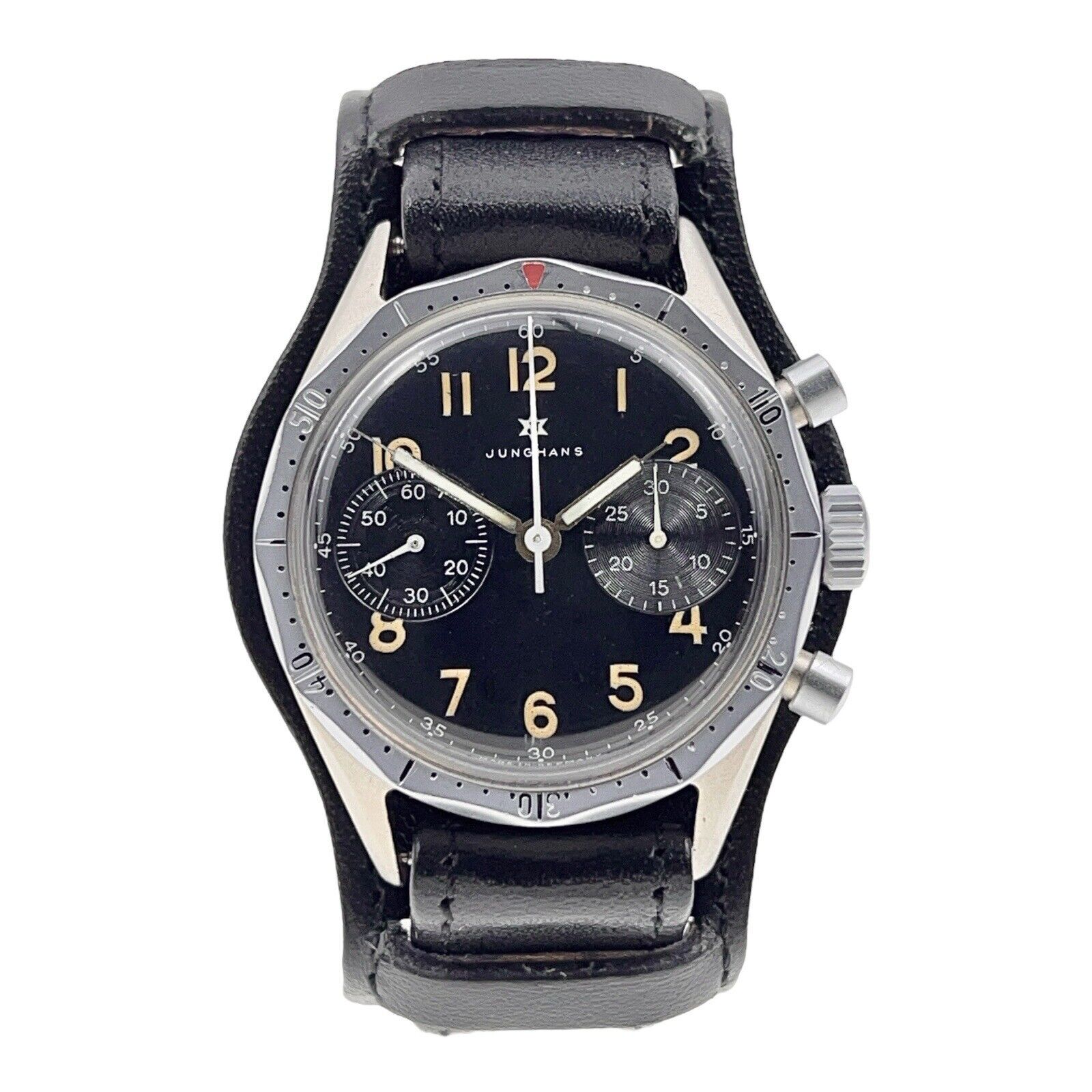 Vintage Junghans J88 Stainless Steel Black 38mm Manual Wind Men’s Watch