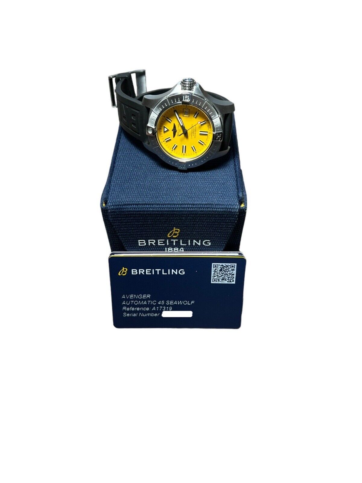 Breitling Avenger Seawolf 45mm Yellow Dial Automatic Watch A17319 Box And Papers