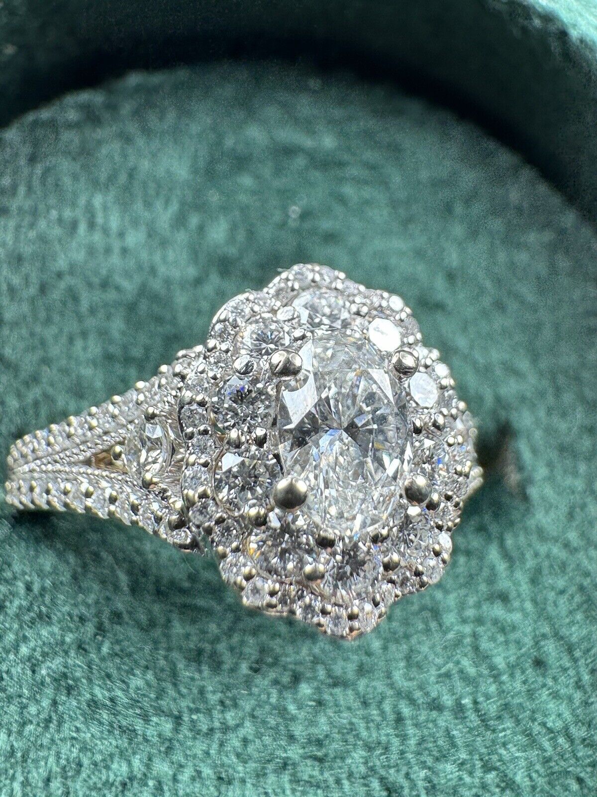 Enchanted Disney Belle Diamond Double Frame Engegment Ring 14k Two Tone 1.25 CTW