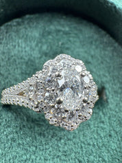 Enchanted Disney Belle Diamond Double Frame Engegment Ring 14k Two Tone 1.25 CTW