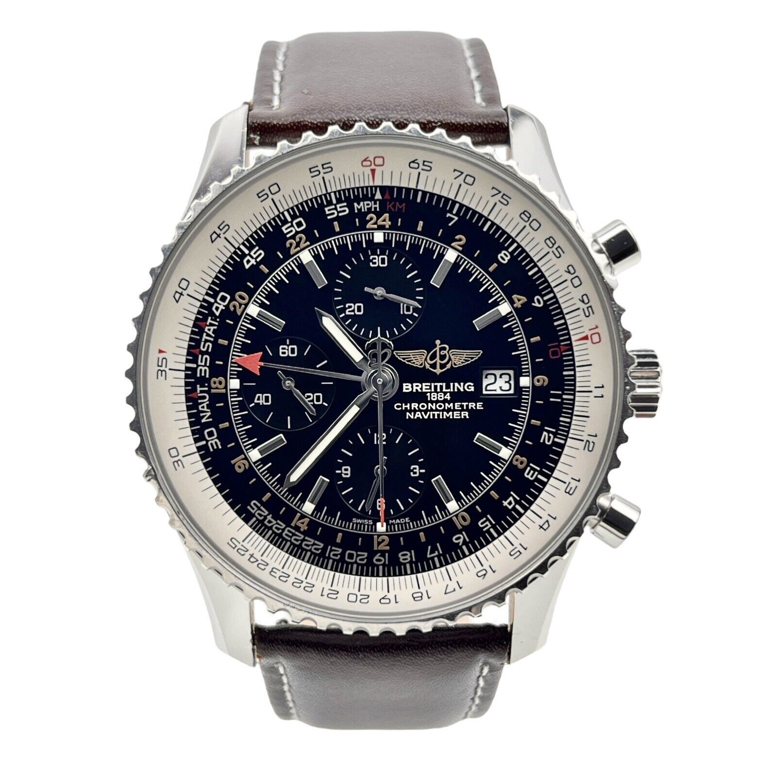 2019 Breitling Navitimer World Men's Black Dial Watch A24322 - Box And Papers