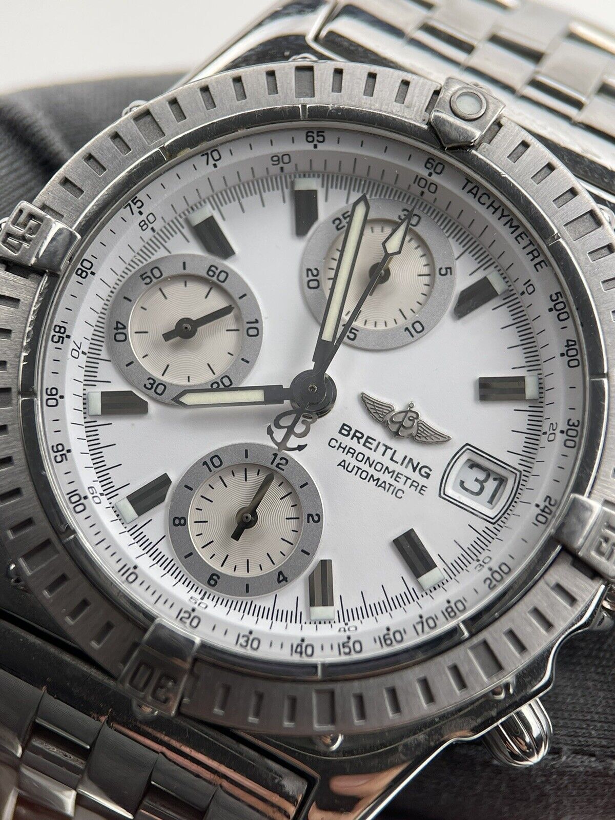 Breitling Chronomat A13352 39mm White Dial Automatic Chronograph Watch