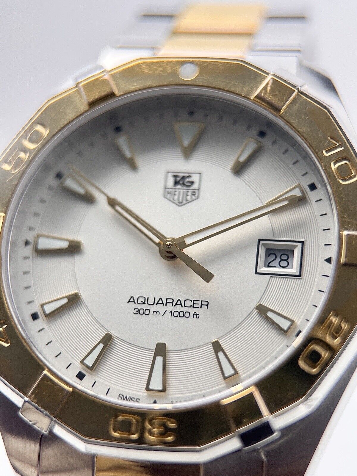 Men's Tag Heuer Quartz Aquaracer Swiss 300m 2-Tone Watch Model WAY1120