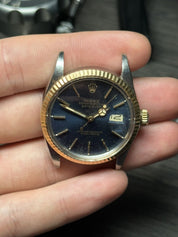 Rolex Datejust 16013 Two Tone Quickset Watch Blue Dial - AS IS