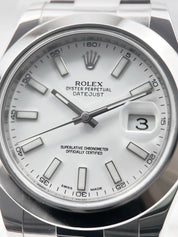 2014 Rolex Datejust II Automatic 41mm White Dial Watch 116300 - Box And Papers