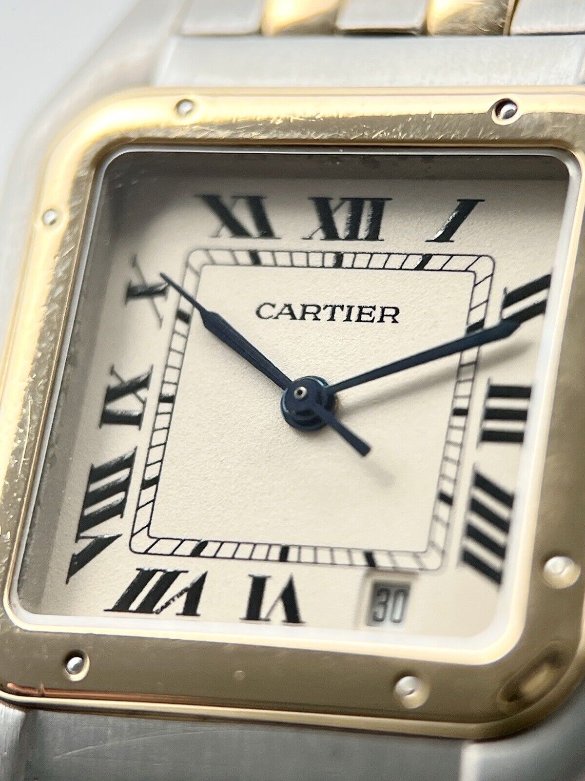 Cartier Panthere Two Row Quartz 27mm Silver Dial 18k Yellow Gold Ref-W25028B6