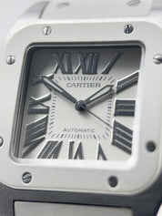 Cartier Santos 100 Automatic 33 X 44mm White Dial White Bezel Men’s Watch