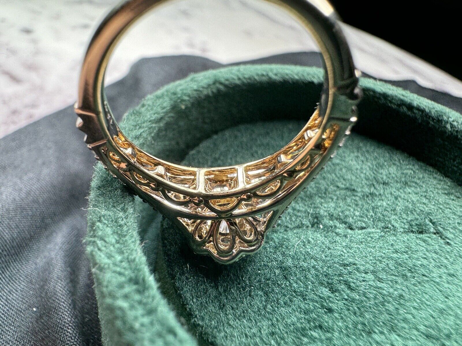 Enchanted Disney Belle Diamond Double Frame Engegment Ring 14k Two Tone 1.25 CTW