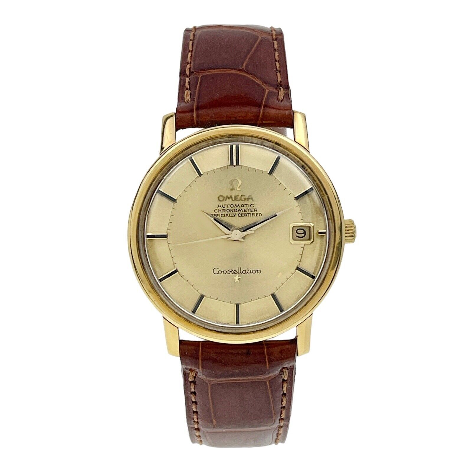 Omega Constellation Pie Pan 18k Solid Gold Watch 168.010/11 Automatic 34mm