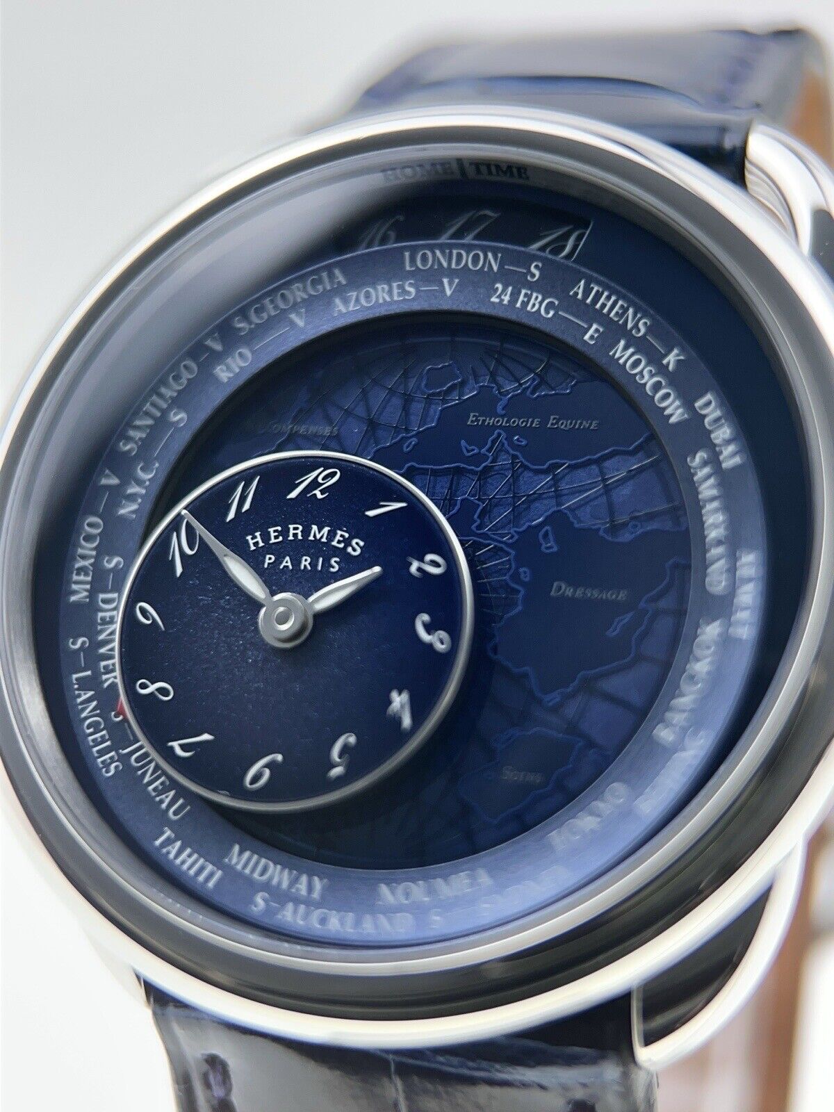 Hermes Arceau Le Temps Stainless Steel Blue 38mm Automatic Men’s Watch AR10.510