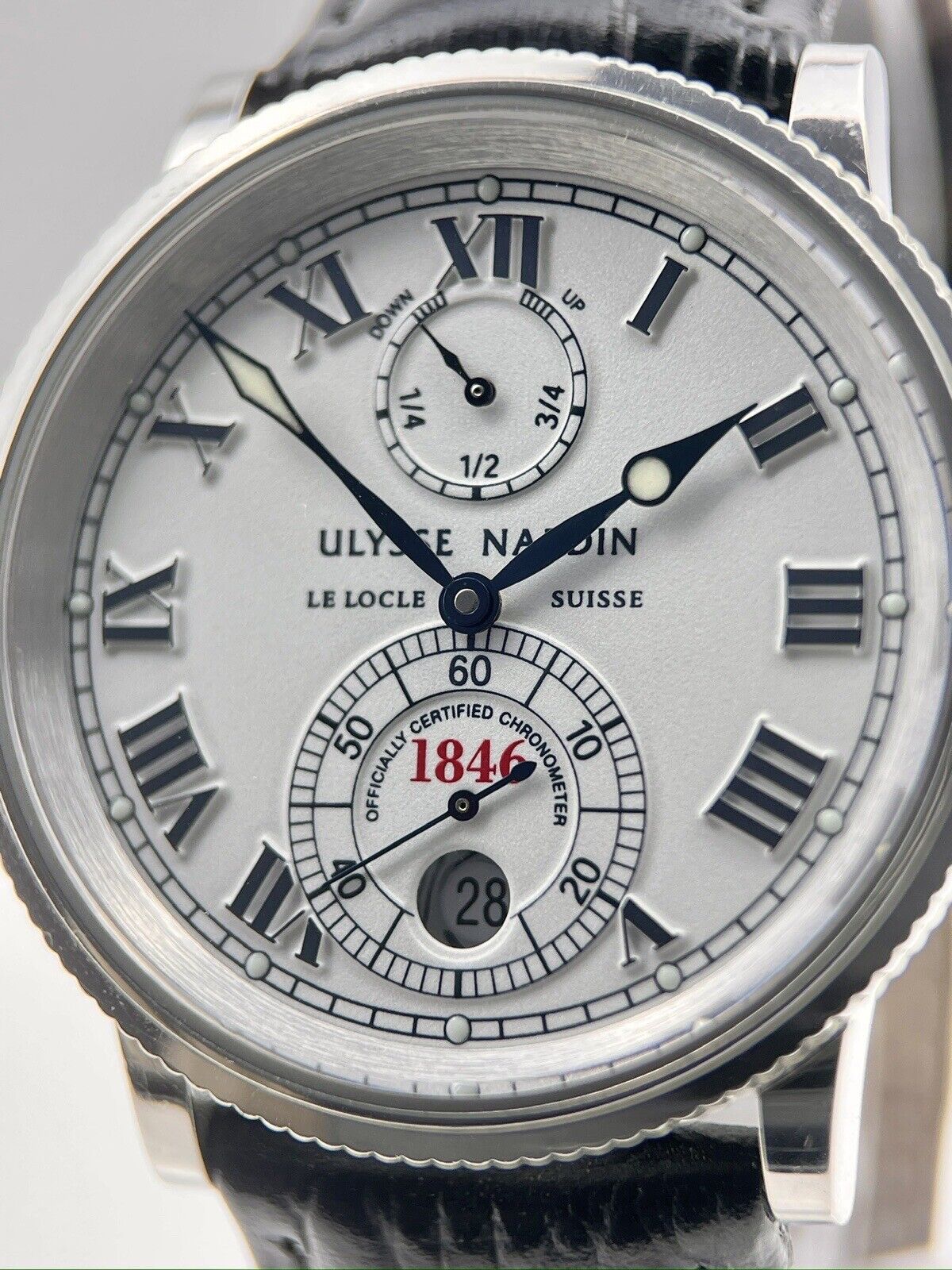Ulysse Nardin Marine Chronomaster Ref-263-22 Automatic 38mm White Dial B&P