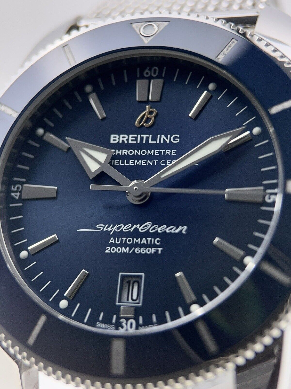 Breitling Superocean Stainless Blue 46mm Automatic Men’s Watch AB2020 B&P