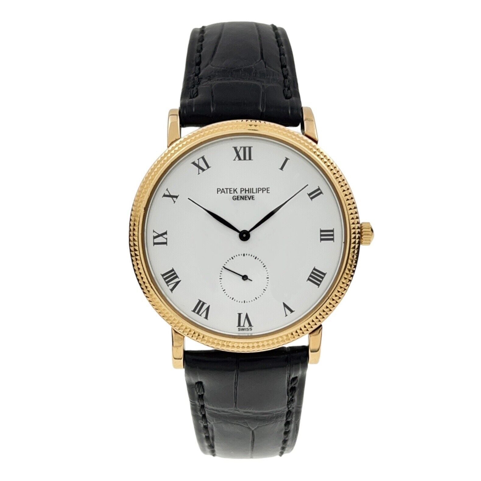 Patek Philippe 18k Yellow Gold White 33mm Manual Wind Men’s Watch 3919J