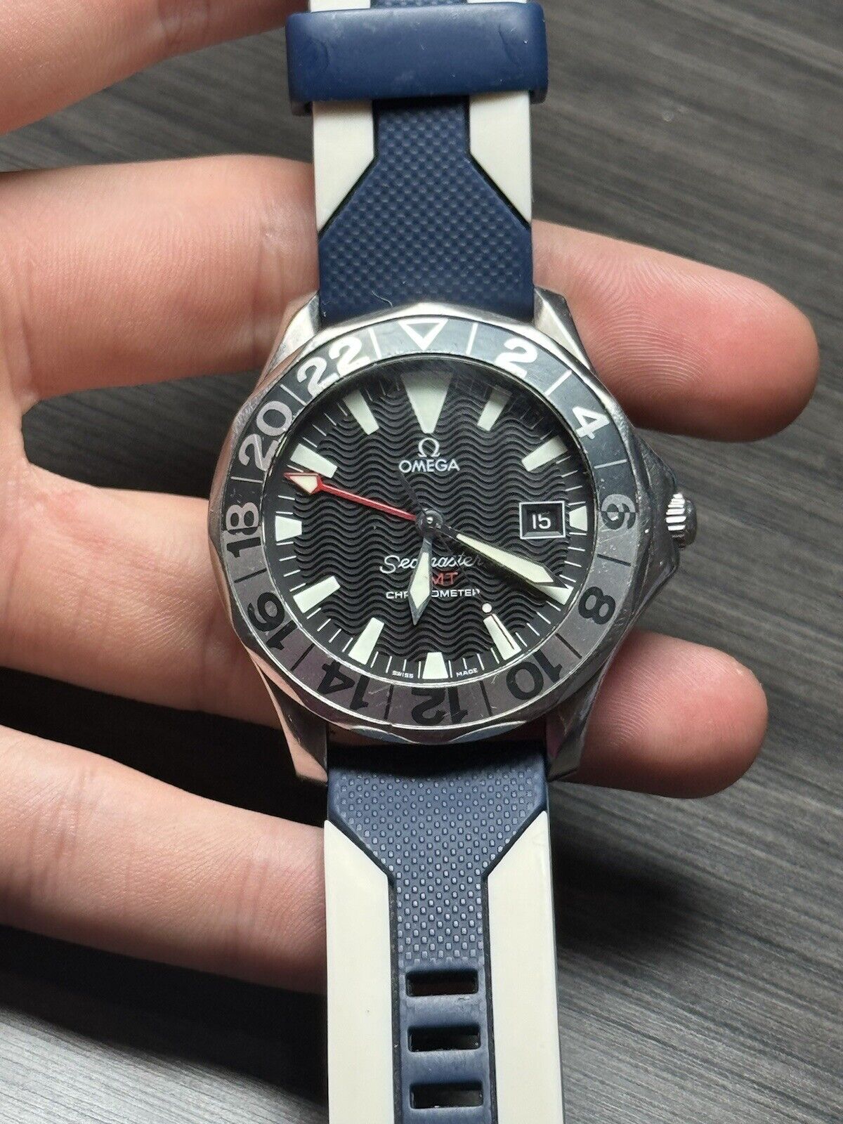 Omega Seamaster 300m GMT 50th Anniversary 41.5mm Black Wave Watch ...