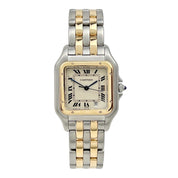 Cartier Panthere Two Row Quartz 27mm Silver Dial 18k Yellow Gold Ref-W25028B6