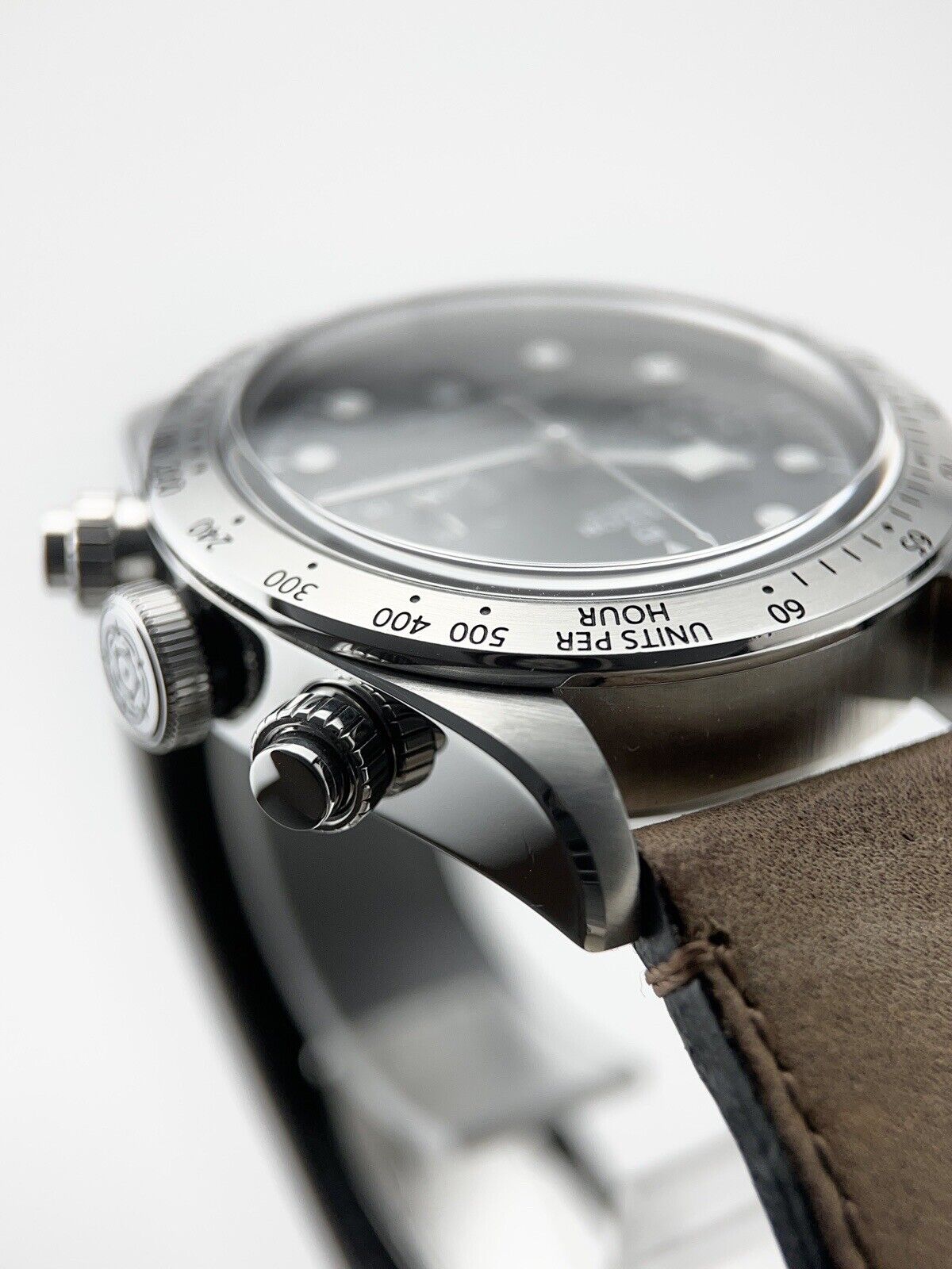 Tudor Black Bay Heritage Chronograph Black Stainless Leather Ref 41mm 79350